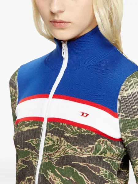 Pulover Diesel cu imagine cu dungi de tigru albastru
