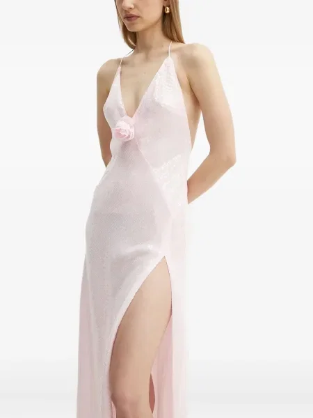 Rochie Bardot cu paiete de costum roz