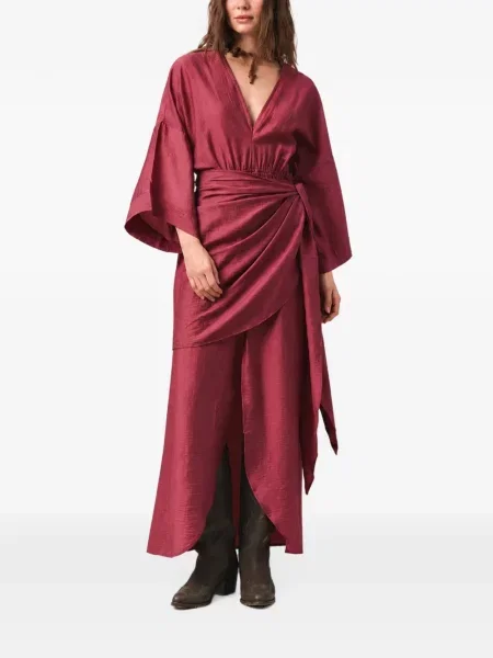 Rochie maxi Inmaculada cu decolteu în V plic roz
