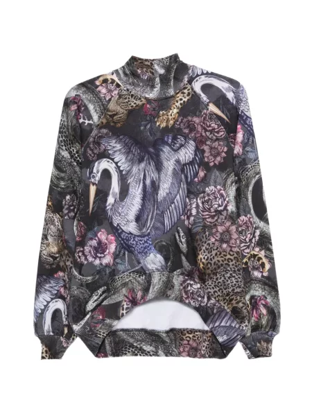 Hanorac Just Cavalli cu model floral cu imagine negru