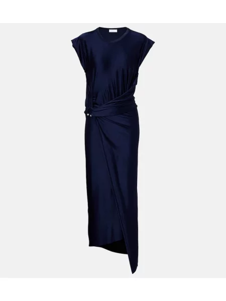 Rochie maxi Rabanne din jerseu drapată de costum albastru