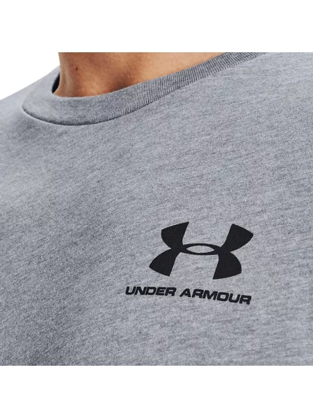 Tréninkové tričko Under Armour Sportstyle Left Chest SS steel light heather/black šedé