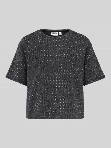 T-shirt z błyszczącym wzorem na całej powierzchni Pieces