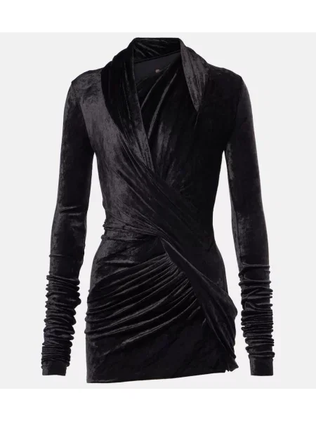 Top Rick Owens de catifea drapat gri