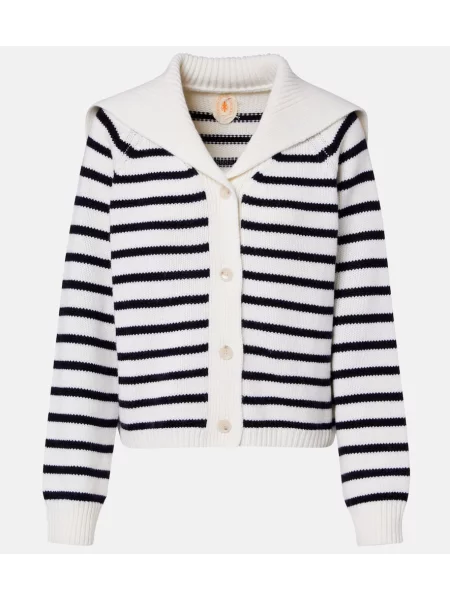 Vuneni prugasti kardigan Jardin Des Orangers bijela
