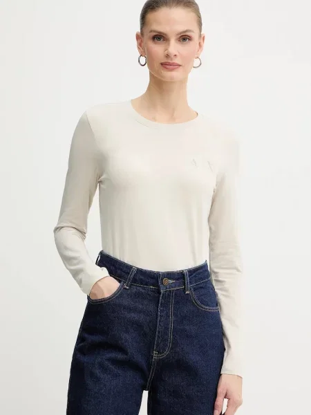 Блуза с дълги ръкави Armani Exchange бежово