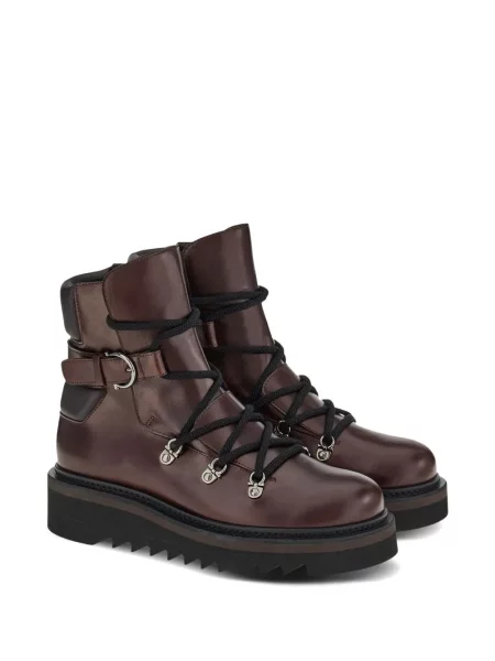 Nėriniuotos auliniai batai Ferragamo su raišteliais ruda