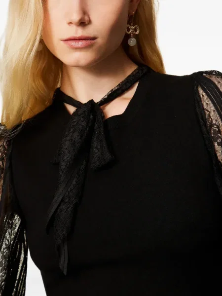 Плетена къс костюм мини рокля Twinset черно