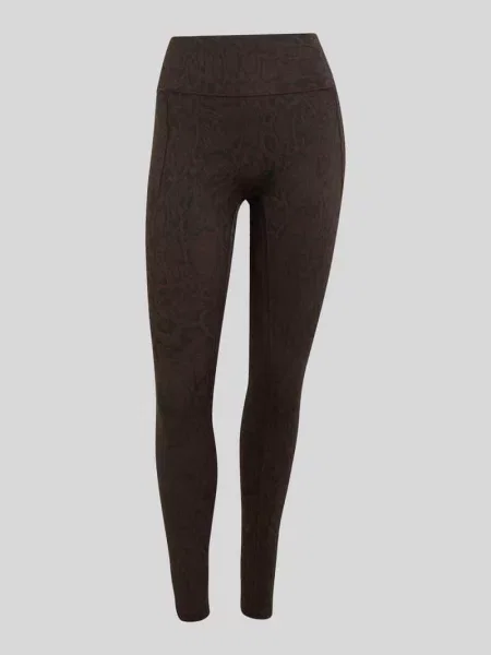 Legginsy o kroju skinny fit sport z nadrukiem z logo Adidas Training brązowe