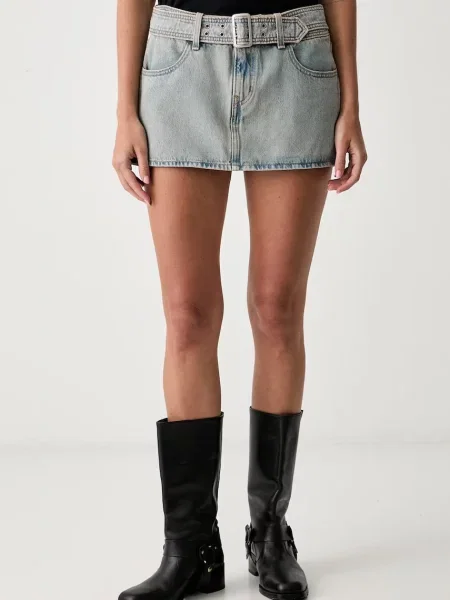 Levi's fustă din denim BELTED MINI albastru