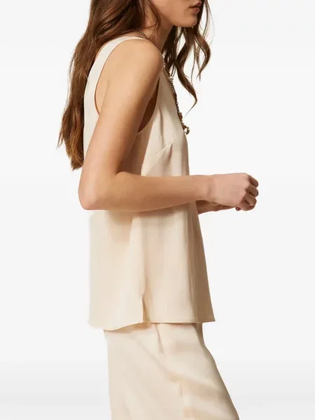Top Twinset din satin cu decolteu în V