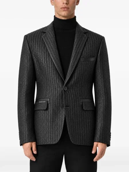 Sacou Philipp Plein din piele negru