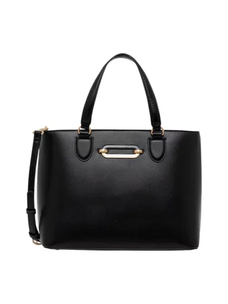 Lniana torebka Valentino Bags czarna