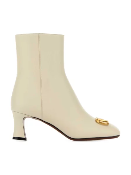 Buty do kostki Valentino Garavani skórzane beżowe
