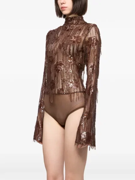 Боди Atu Body Couture с пайети кафяво