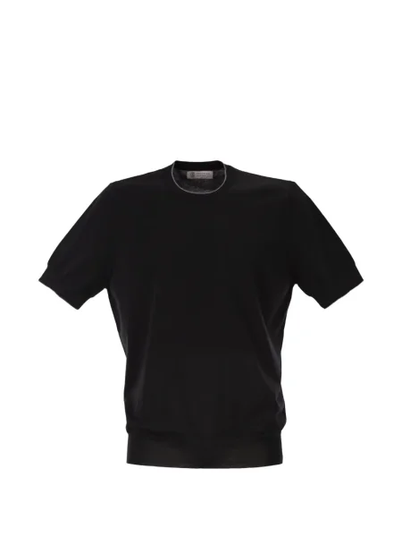Tricou Brunello Cucinelli cu decolteu rotund scurt negru