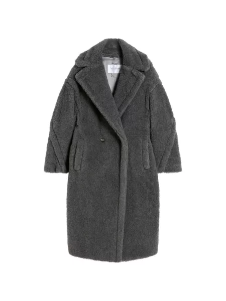 Ursuleț de pluș palton Max Mara cu două rânduri de nasturi gri