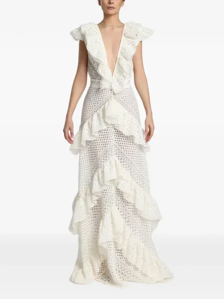 Maksi sukienka maxi Miau By Clara Rotescu z falbankami garniturowa