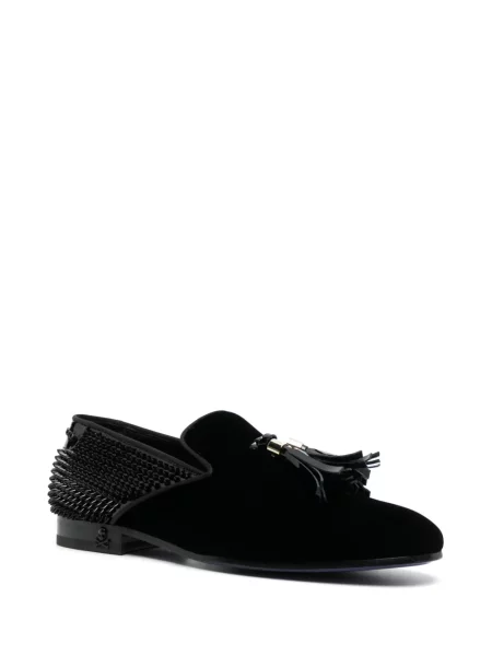 Loaferiai Philipp Plein velvetinės su spygliais juoda