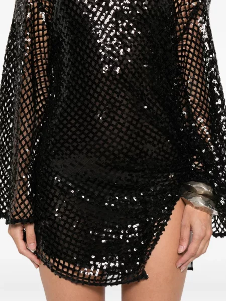 Rochie mini The Attico plasă de costum negru