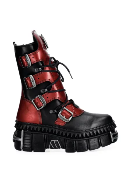 Botine New Rock cu platformă cu cataramă negru