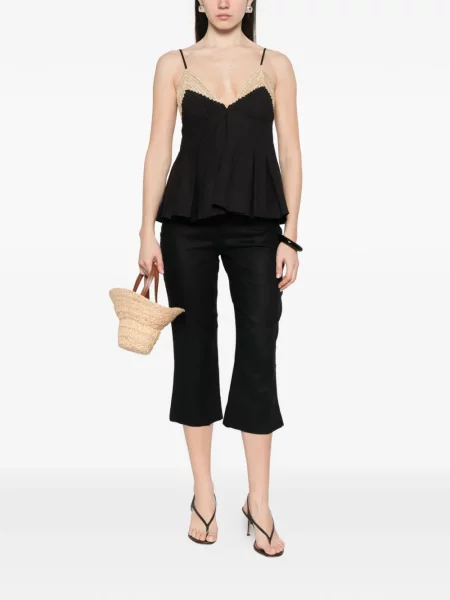 Bluza Rosanna Ocampo s V-izrezom crna