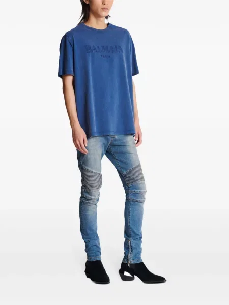 Tricou Balmain cu imagine albastru