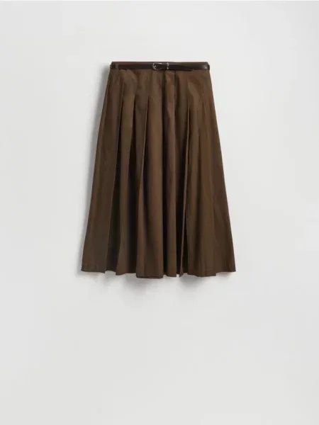 Reserved Spódnica midi z ciemnobrązowy