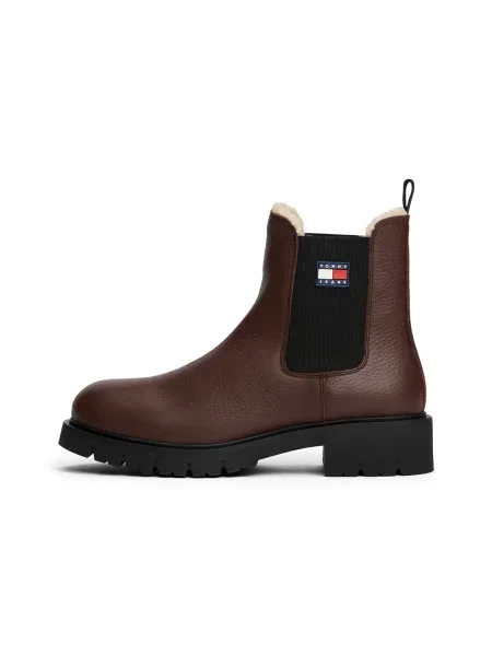 Tommy Jeans Ghete chelsea ciocolatiu / roșu / negru alb