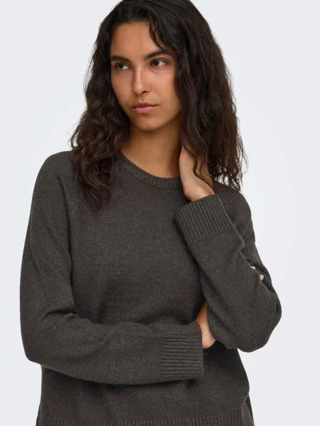 Джемпер Only PRINCESS LS O-NECK RAGLAN KNT темно-коричневий віскоза/нейлон коричневий