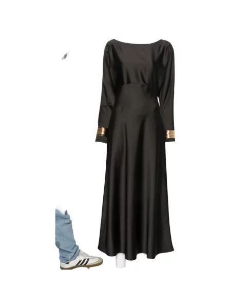 Lung rochie maxi Imperial din satin maro