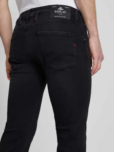 Jeansy o kroju slim fit z dodatkiem streczu model ‘Anbass’ Replay szare