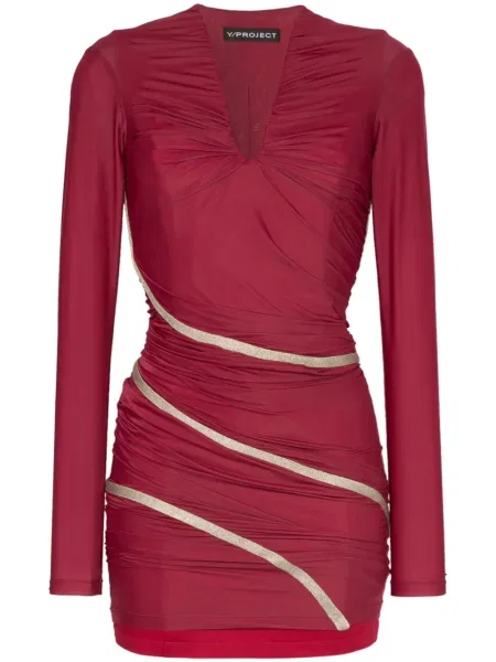 Maksi sukienka maxi Y/project drapowana garniturowa czerwona