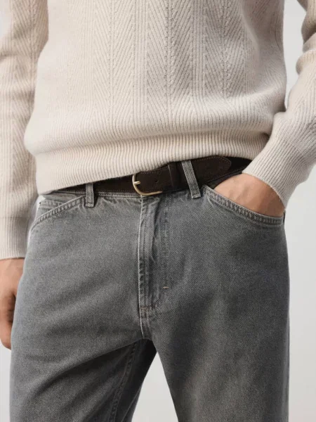 Dżinsy regular fit cropped denim Mężczyzna 38 MANGO MAN szary