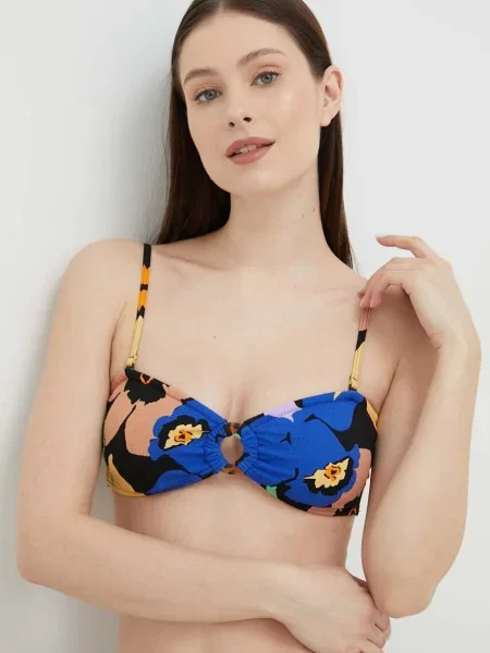 Olcsóbban. Fürdőruha felső ROXY Color Jam Bandeau anthracite flower jammin. Méret: XS