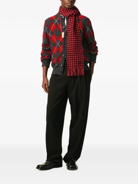 Cardigan Ami Paris de lână cu model argyle gri