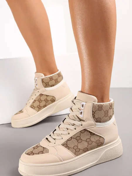 Sneakersy na Grubej Podeszwie za Kostkę Melainthe beżowe