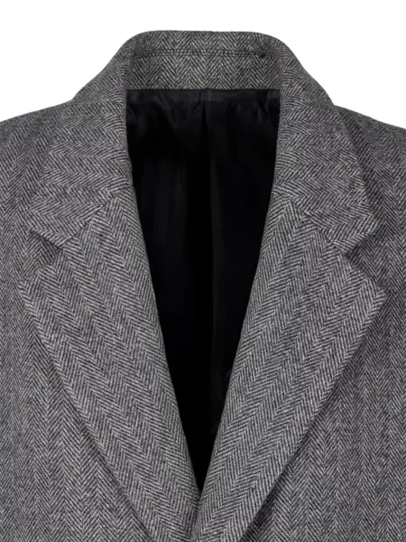 Palton Studio Tomboy de lână cu model herringbone gri