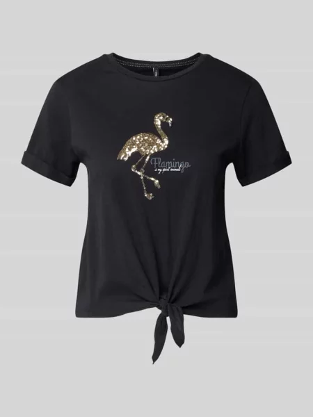 T-shirt o kroju regular fit z czystej bawełny model DORA LIFE' Only czarna