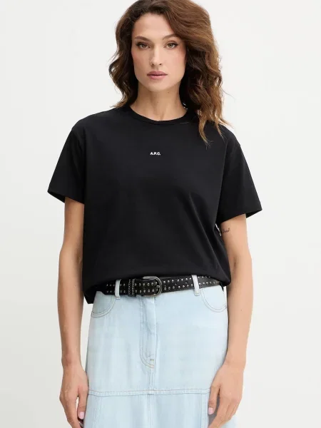 A.P.C. tricou din t-shirt boxy micro logo GOTS femei negru