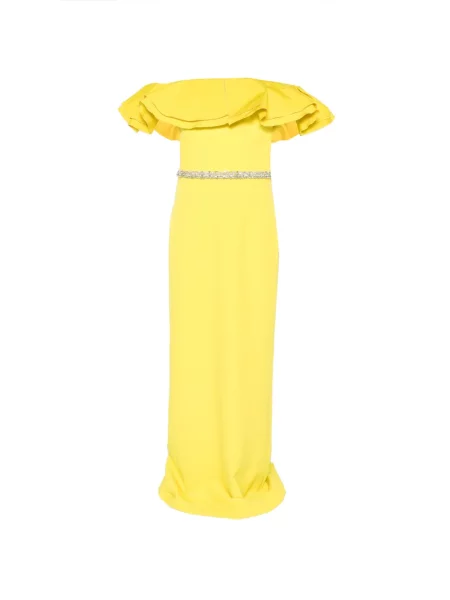 Maxi rochie maxi Safiyaa cu volane de costum galben