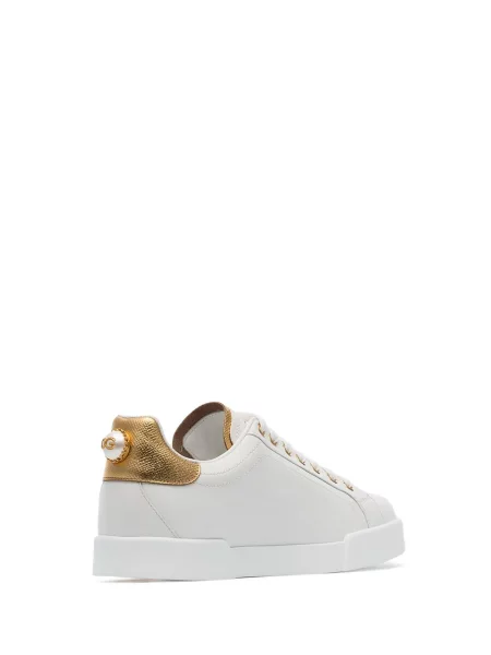 Kožené tenisky Dolce & Gabbana s perlami bílé