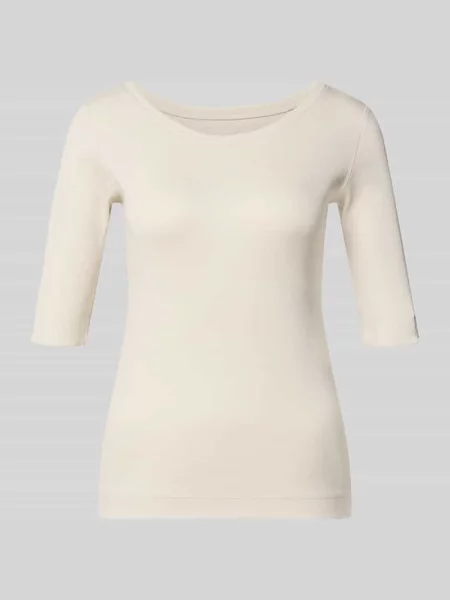 T-shirt w prążkowaniu z okrągłym dekoltem Marc Cain biała