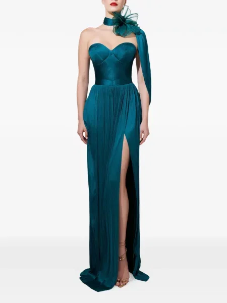Rochie maxi Iris Serban cu model floral verde