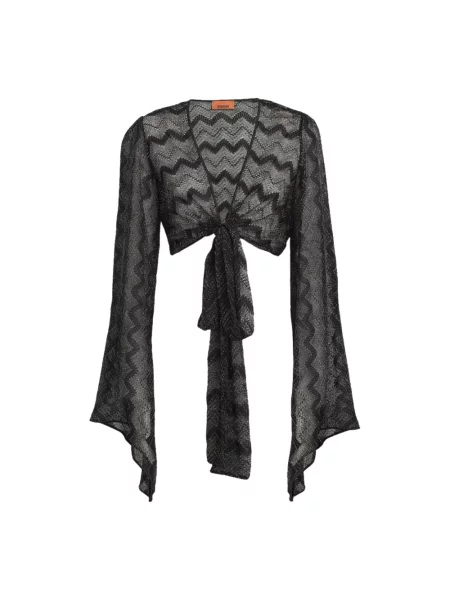 Lniany top Missoni o skróconej długości czarny
