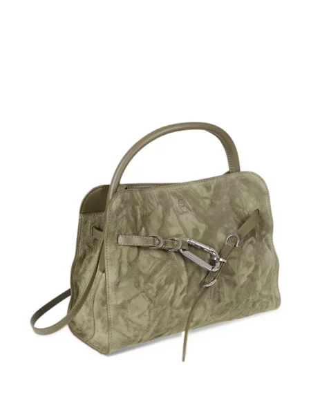 Geantă shopper Biasia din piele de căprioară verde