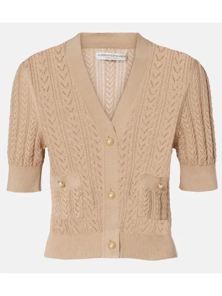 Kardigan Alessandra Rich z kaszmiru beżowy