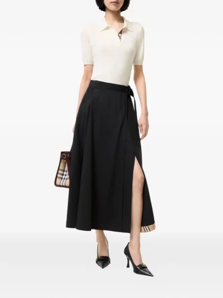 Fustă midi Burberry de lână negru