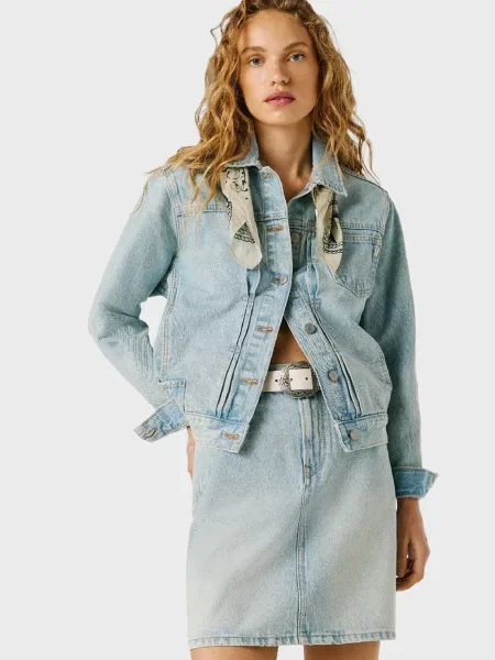 Джинсова спідниця Pepe Jeans блакитна