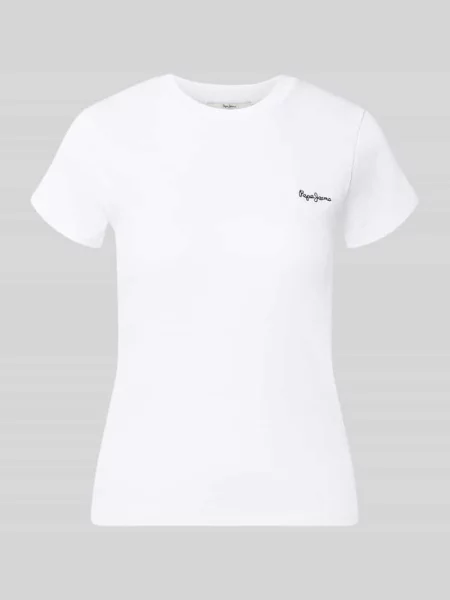 Męski t-shirt o kroju regular fit z mieszanki bawełny model MERIDA' Pepe Jeans biała